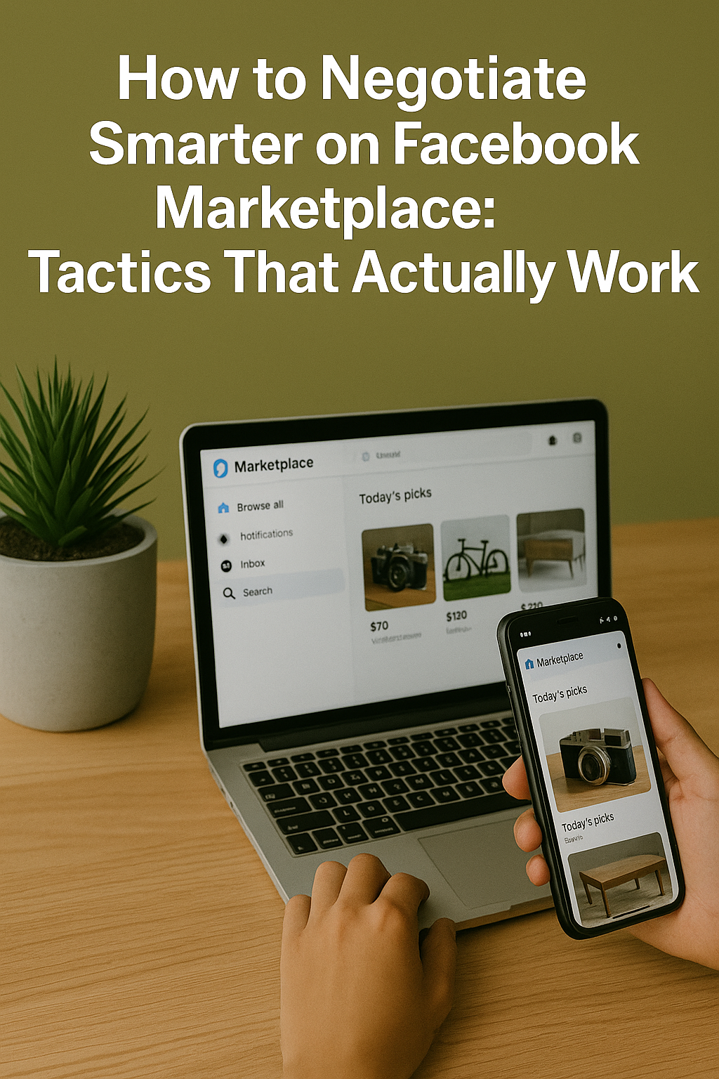 Buyer negotiating with seller on Facebook Marketplace using phone